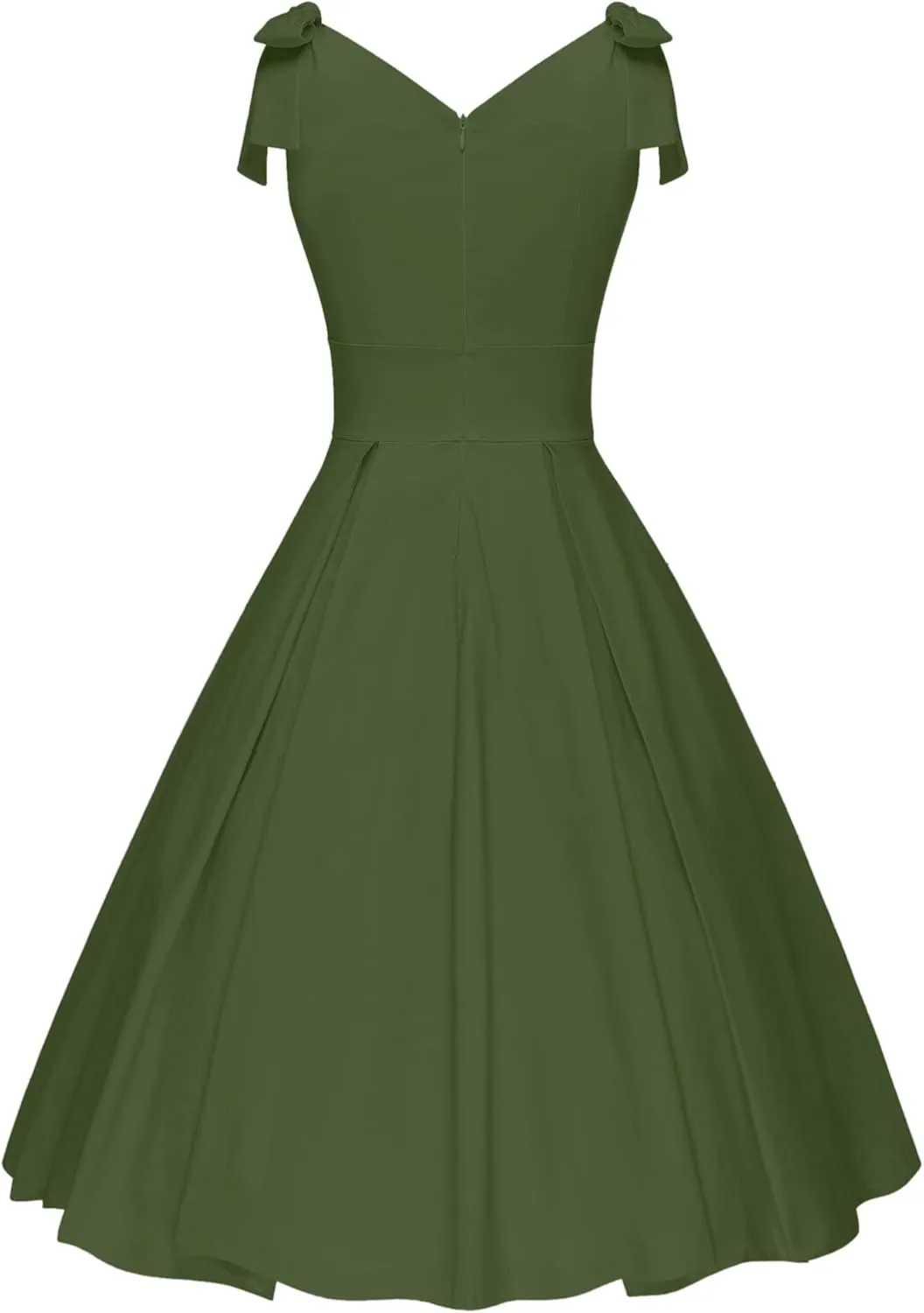 GownTown Women's 1950s V-Neck Adjustable Bowknot Swing Cocktail Dress