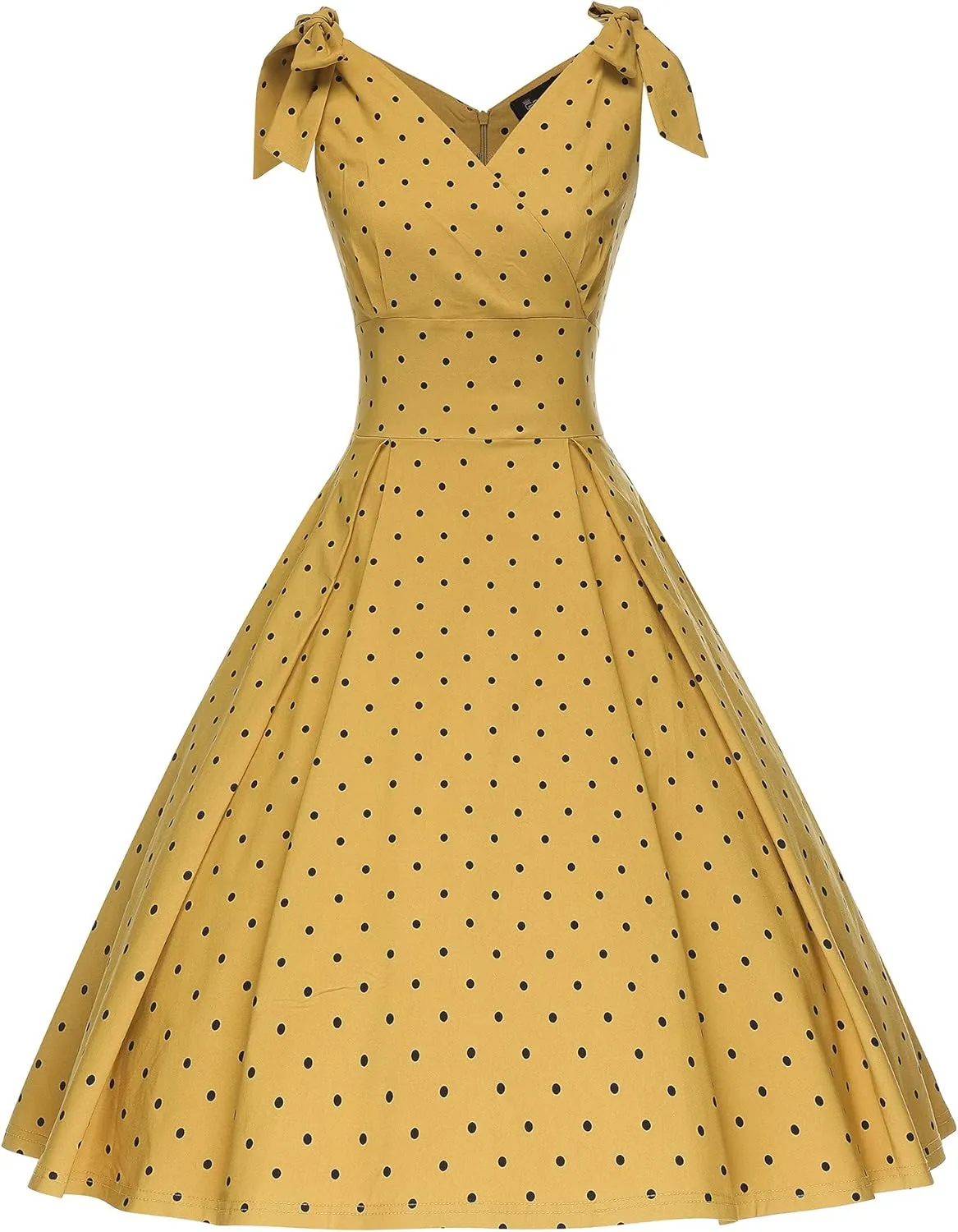 GownTown Women's 1950s V-Neck Adjustable Bowknot Swing Cocktail Dress