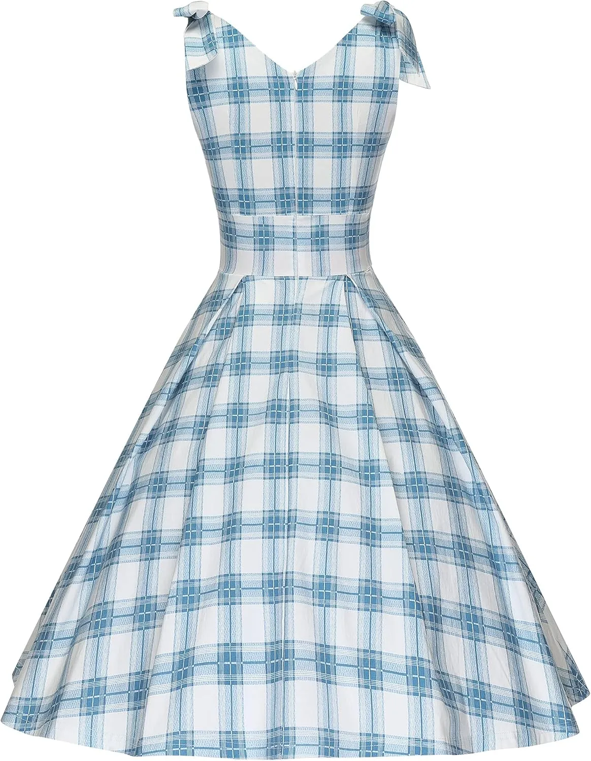 GownTown Women's 1950s V-Neck Adjustable Bowknot Swing Cocktail Dress