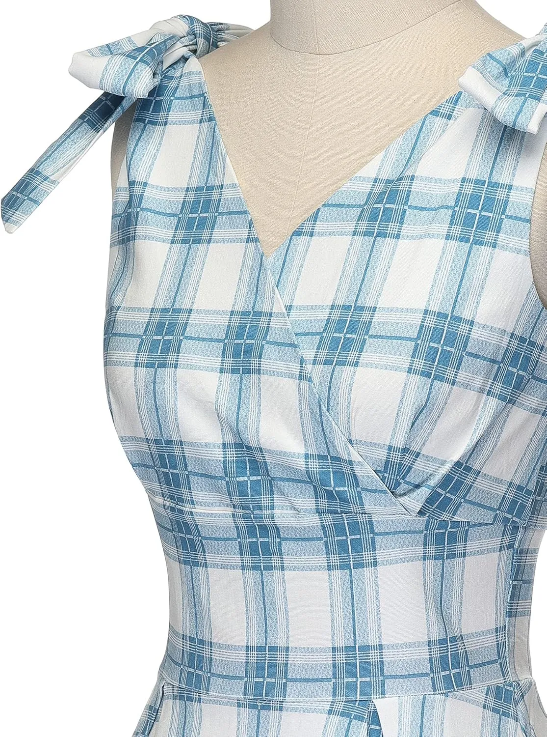 GownTown Women's 1950s V-Neck Adjustable Bowknot Swing Cocktail Dress