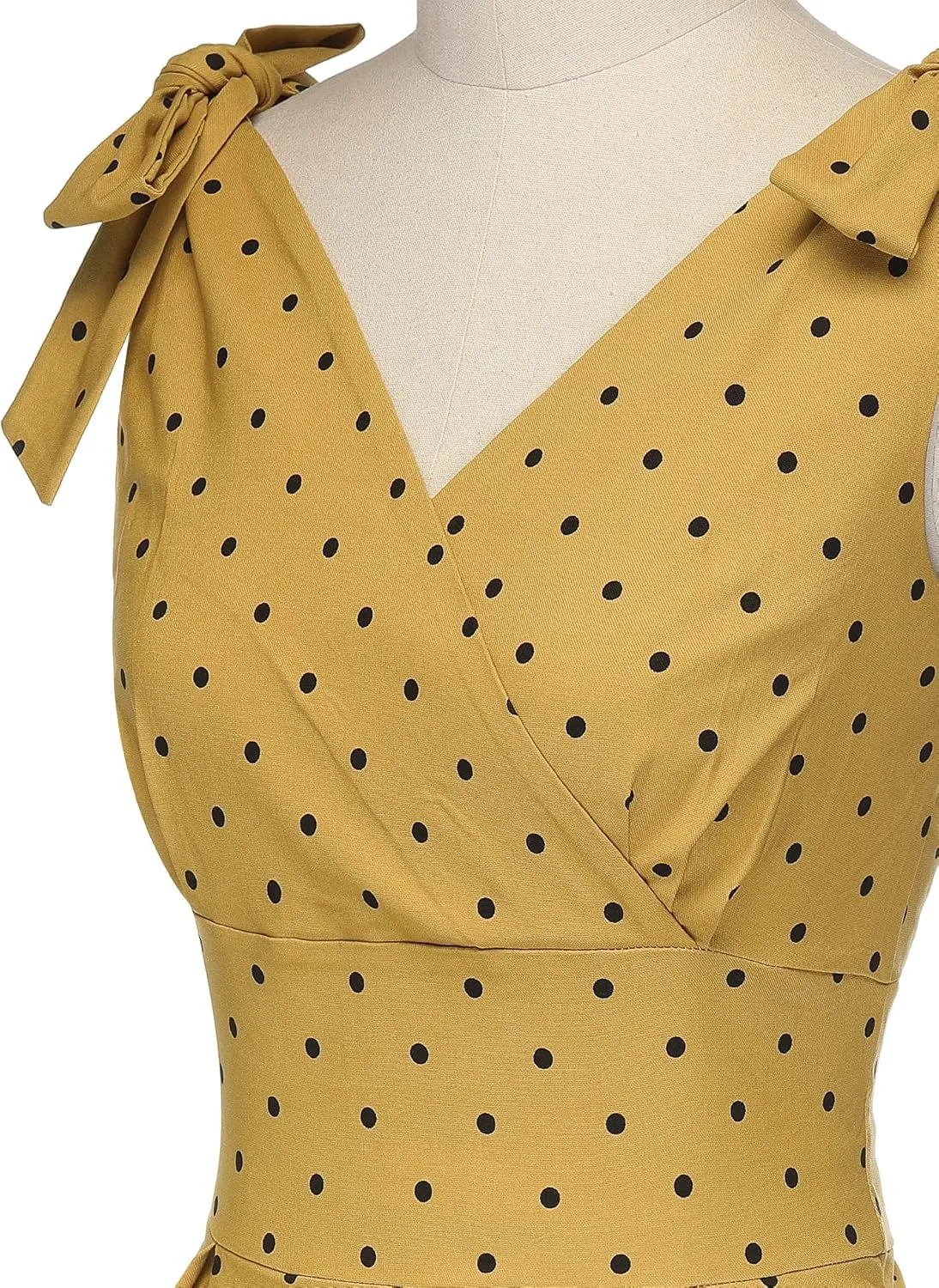 GownTown Women's 1950s V-Neck Adjustable Bowknot Swing Cocktail Dress