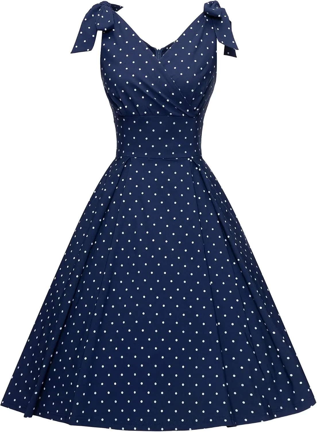 GownTown Women's 1950s V-Neck Adjustable Bowknot Swing Cocktail Dress