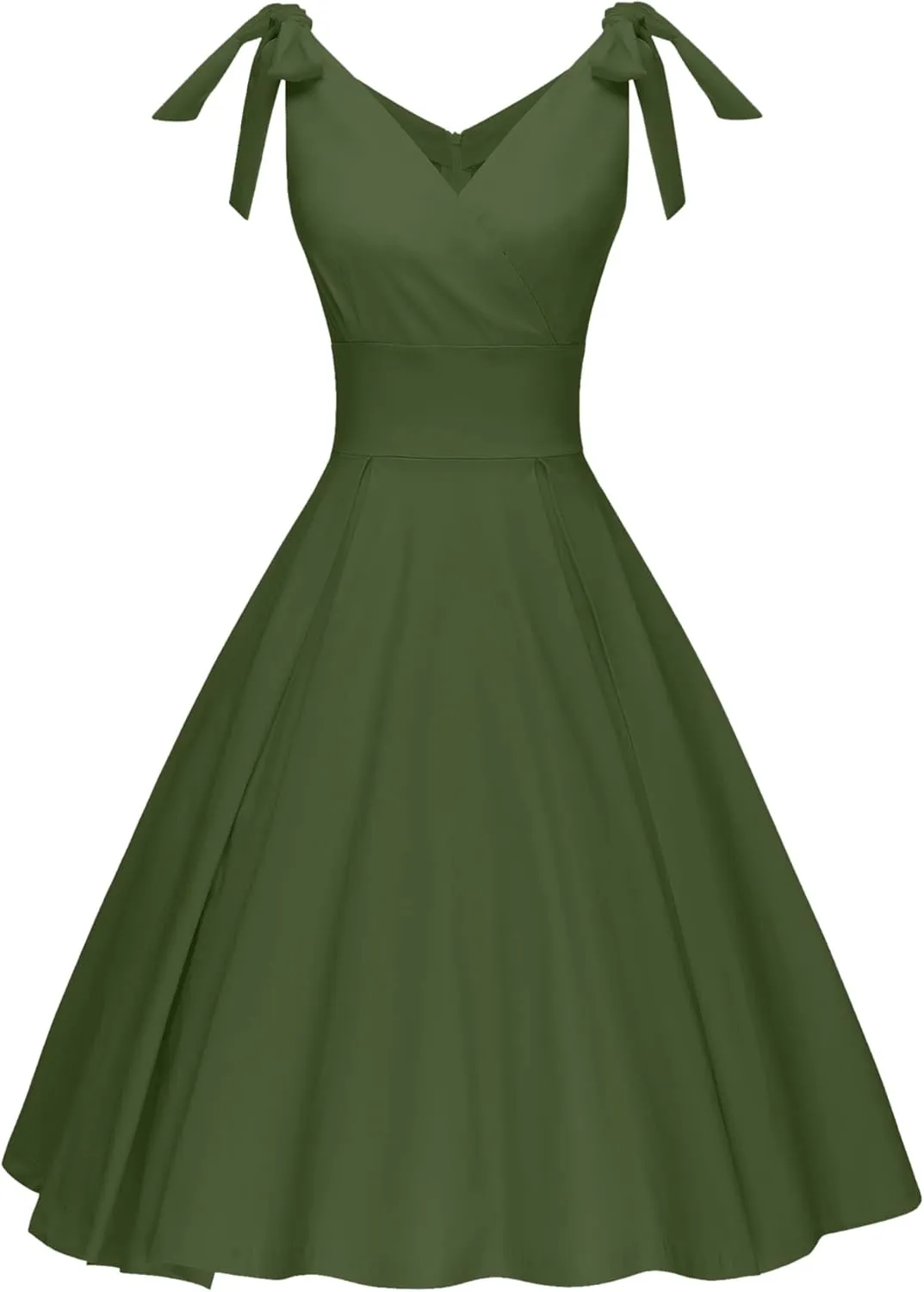 GownTown Women's 1950s V-Neck Adjustable Bowknot Swing Cocktail Dress