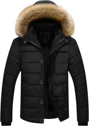 Heavyweight Puffer Jacket for Men Parka Winter Coat with Hooded Warm Thicken Ski Coat Big and Tall Anorak Jackets
