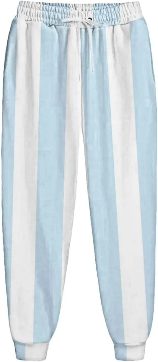 High Waisted Color Block Straight Leg Pants Printed Drawstring Baggy Trousers with Pockets Elastic Waisted Pants Women
