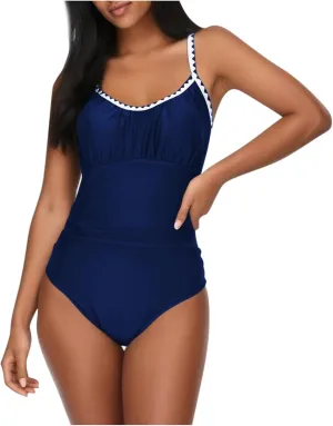 hlysgo Swimming Suits for Women One Piece Swimsuit Tummy Control Modest Bathing Suits 2025 Trendy Spaghetti Straps Swimwear