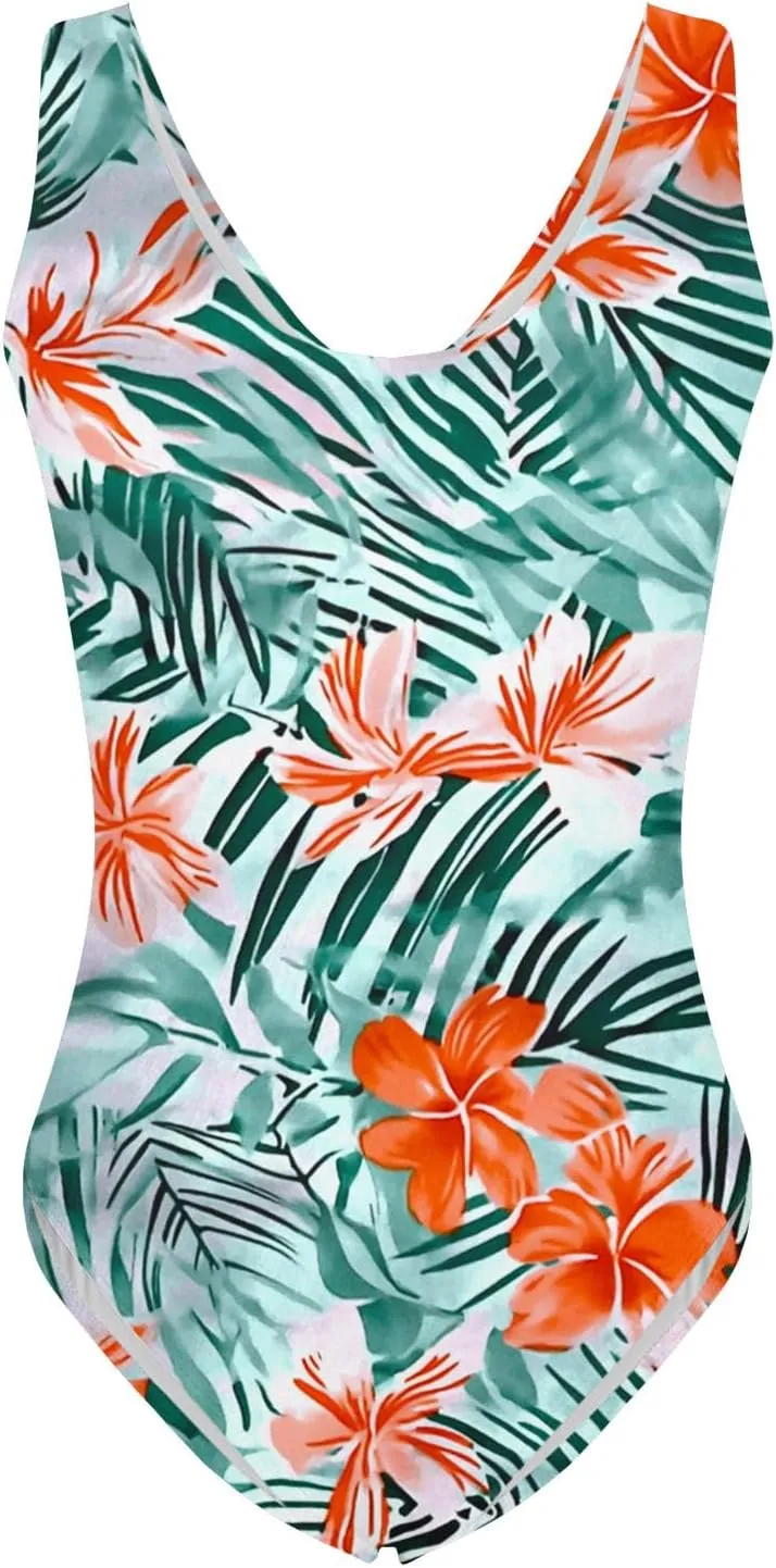 hlysgo Womens One Piece Swimsuits Tummy Control Athletic Bathing Suit 2025 Trendy Floral Print Modest Monokini Swimwear