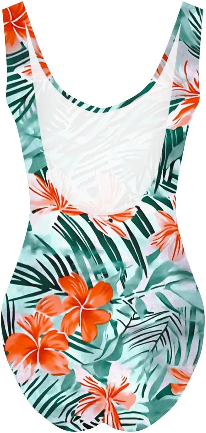 hlysgo Womens One Piece Swimsuits Tummy Control Athletic Bathing Suit 2025 Trendy Floral Print Modest Monokini Swimwear