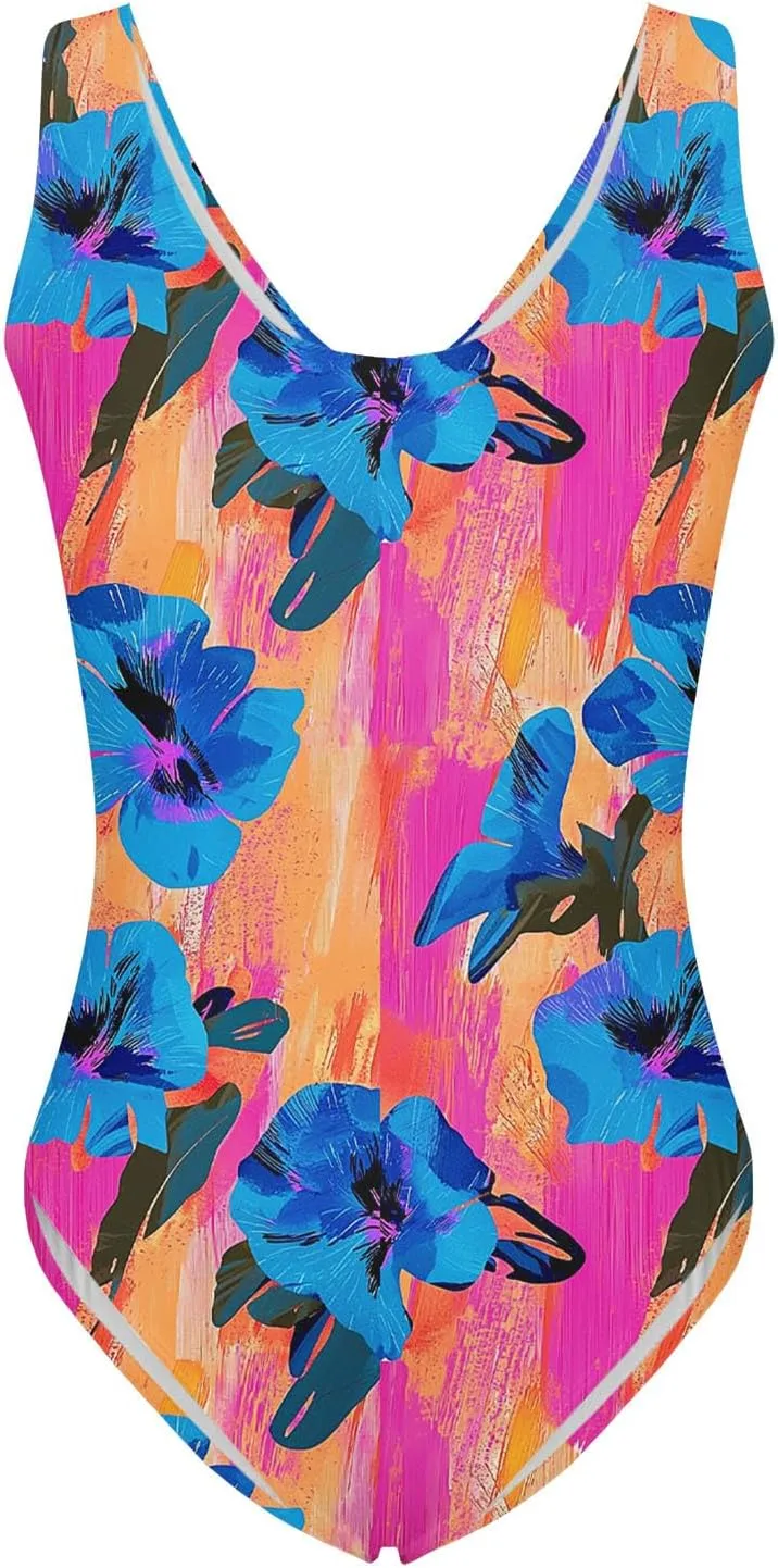 hlysgo Womens One Piece Swimsuits Tummy Control Athletic Bathing Suit 2025 Trendy Floral Print Modest Monokini Swimwear