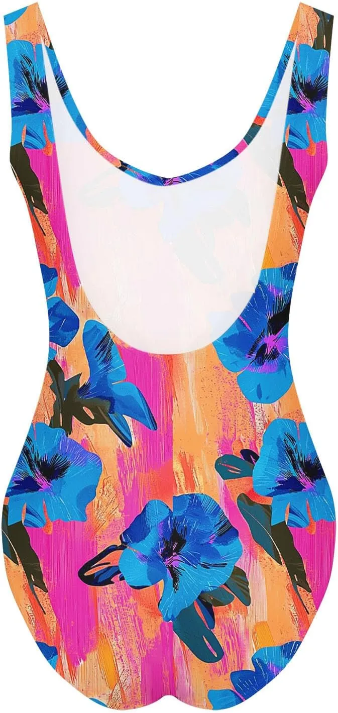 hlysgo Womens One Piece Swimsuits Tummy Control Athletic Bathing Suit 2025 Trendy Floral Print Modest Monokini Swimwear