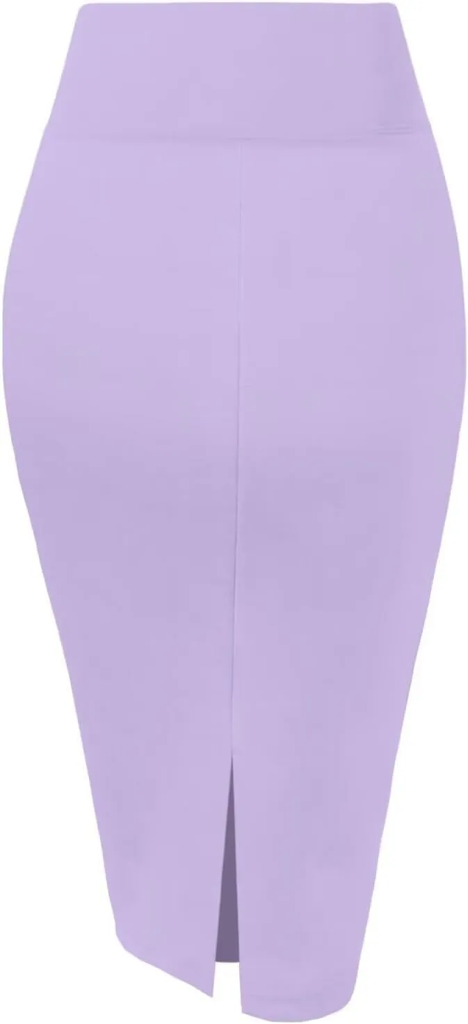 Hybrid & Company Women's Premium Nylon Ponte Stretch High Waist Pencil Suit Skirt Below Knee
