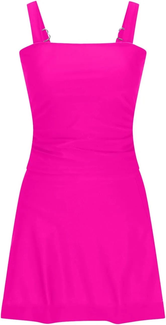 jsaierl Swimdress for Women 2 Piece Bathing Suits Adjustable Strap Ruched Tummy Control Swimwear Solid Swim Tank with Skirts