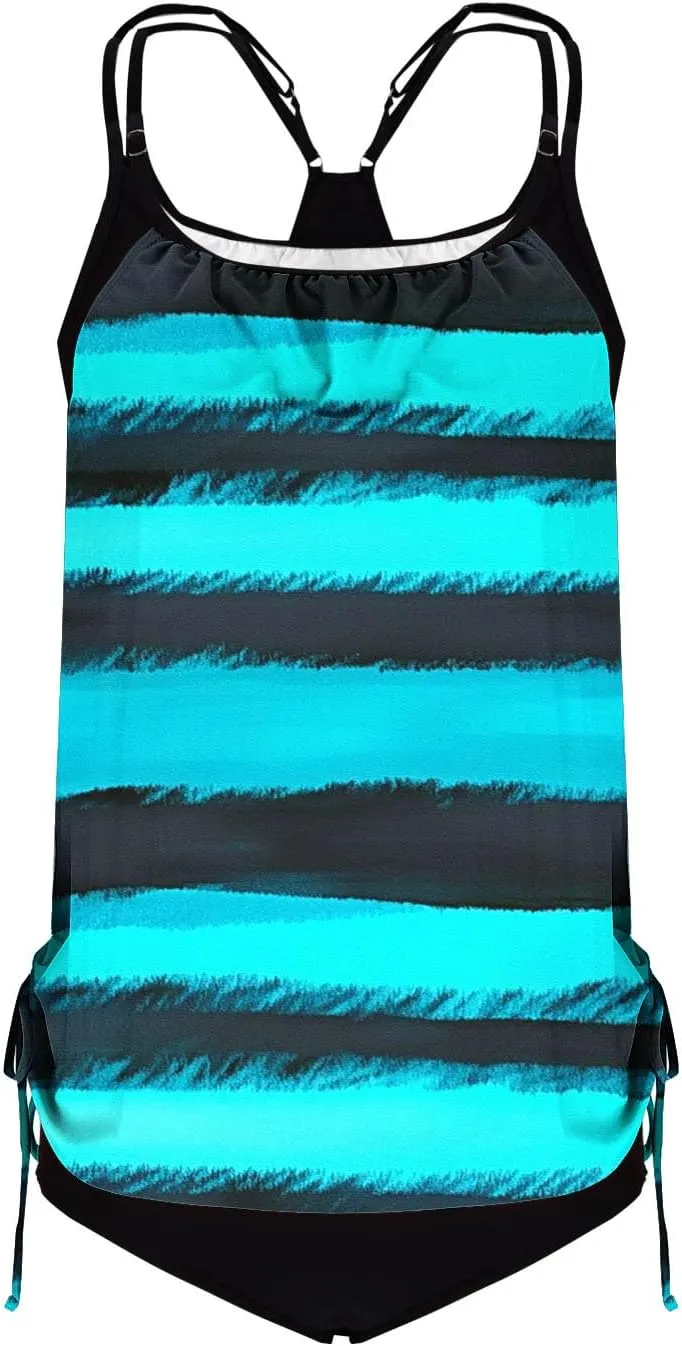 jsaierl Swimsuits for Women Tankini Swimsuit Modest 2 Piece Beachwear Sporty Bathing Suits Summer Print Swim Top with Bottom