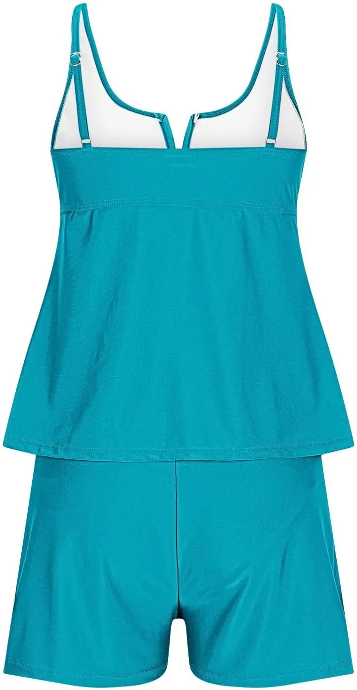 jsaierl Tankini Swimsuits for Women 2025 Athletic Swimwear Slimming Tummy Control Ruched 2 Piece Bating Suits Beachwear