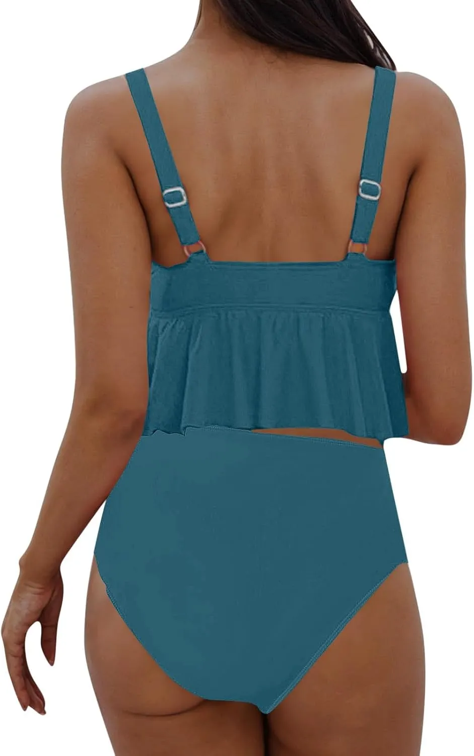 jsaierl Tankini Swimsuits for Women Tummy Control Ruffle Modest 2 Piece Swimwear Beachwear 2025 Summer Vacation Bathing Suits