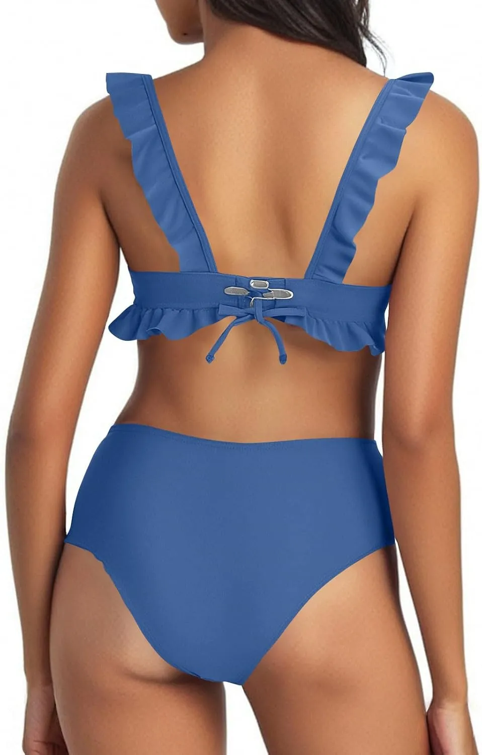 jsaierl Tummy Control Swimsuits for Women Modest Bikini Sets High Waisted Two Piece Swimwear Slimming Ruffle Bating Suit 2025