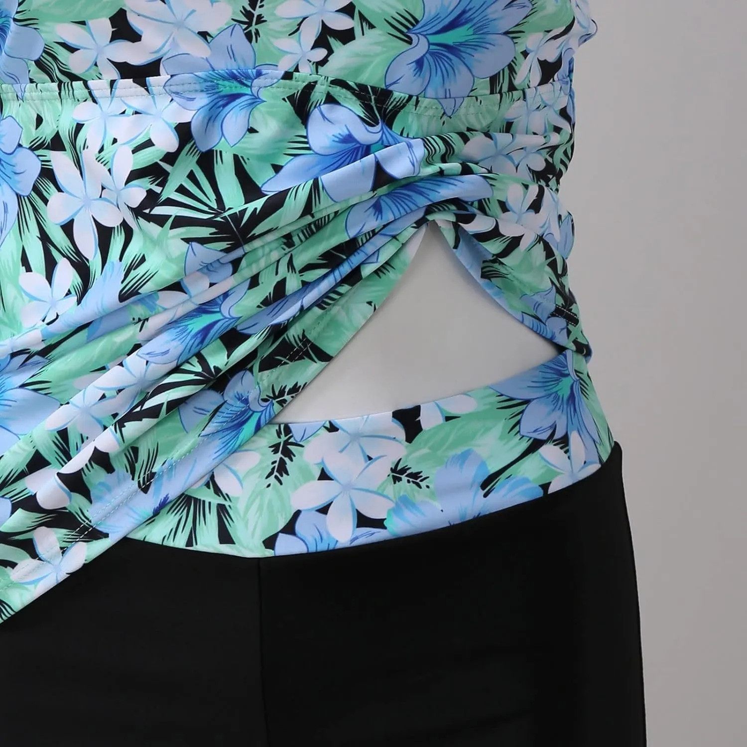 jsaierl Two Piece Swimsuit Women High Waisted Tummy Control Tankini Swimsuits Scoop Neck Print Bathing Suits Summer Beachwear