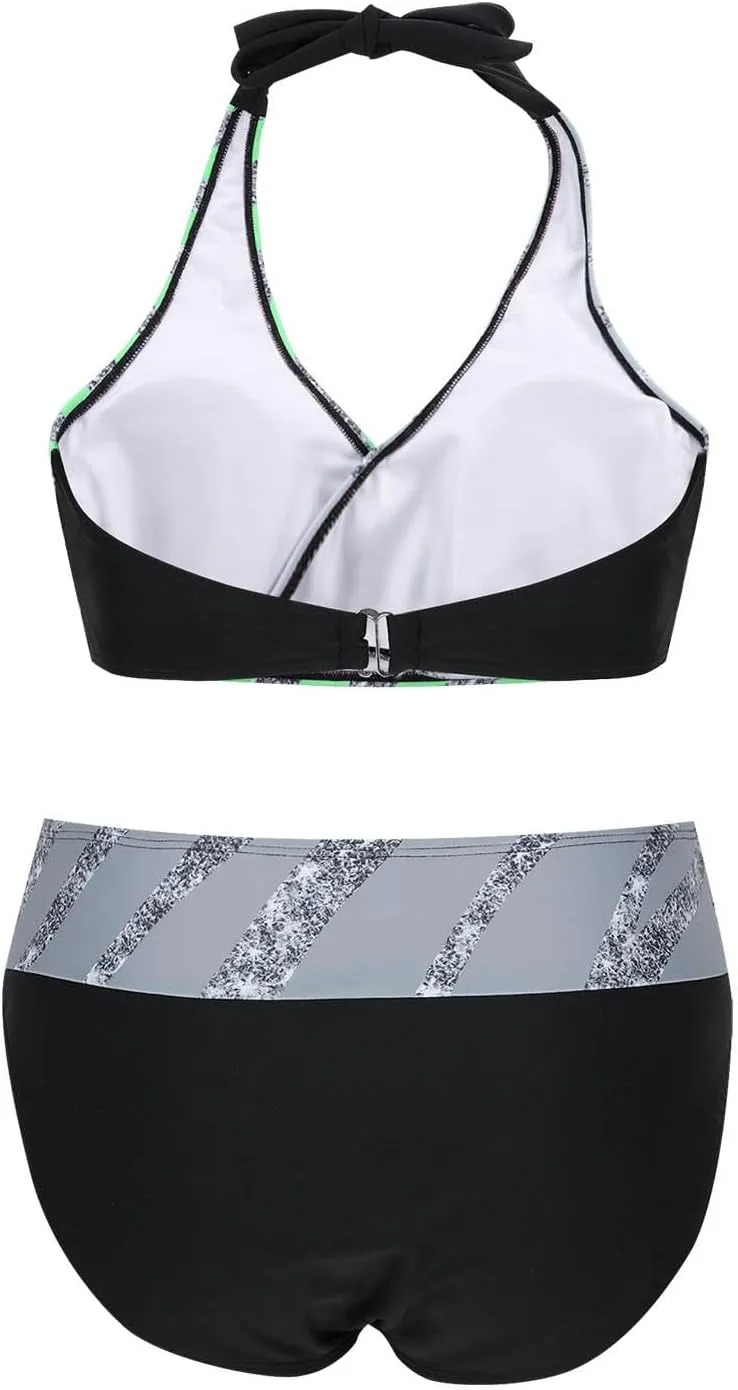 jsaierl Women Bikini Sets Sexy Triangle Bathing Suit Fashion Colourful Striped Print 2 Piece Swimwear Tummy Control Swimsuits