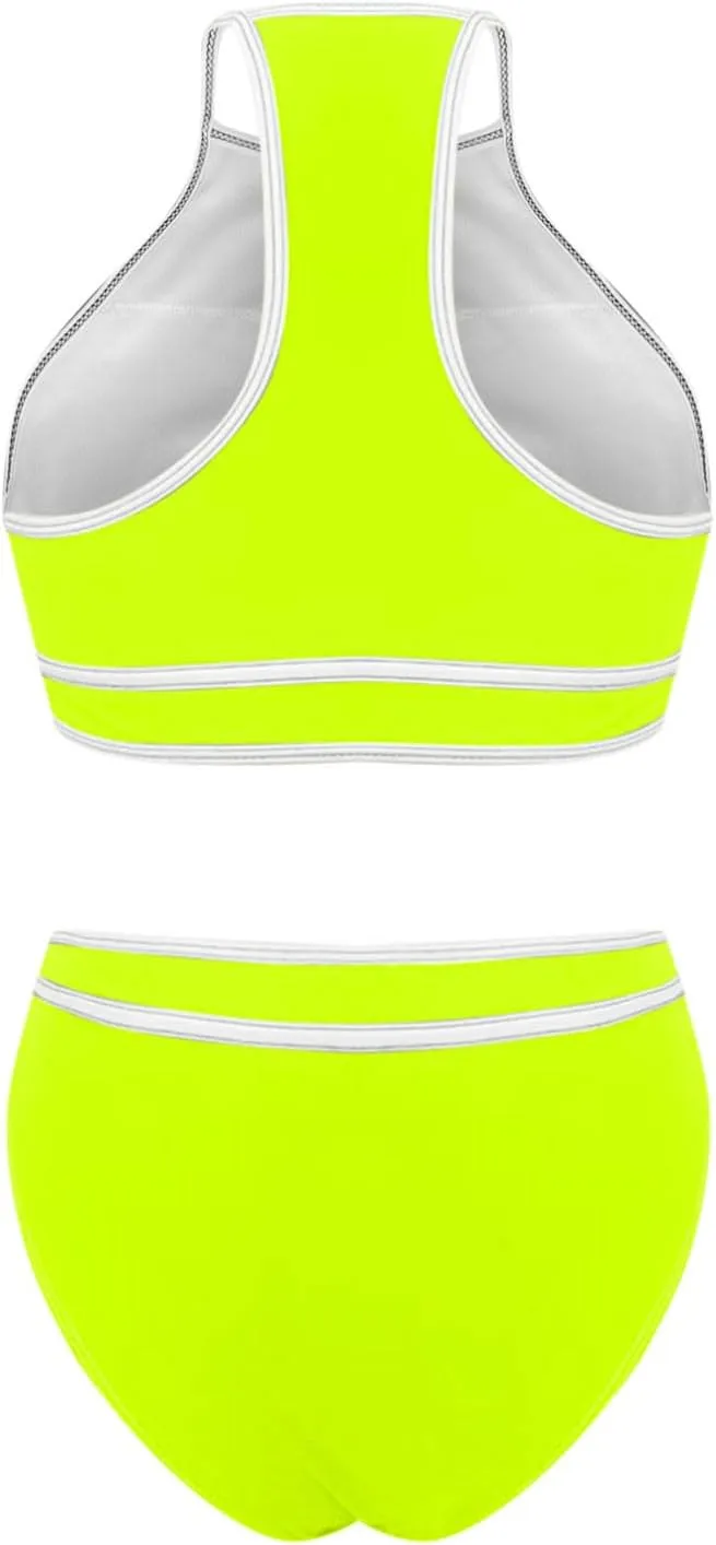jsaierl Women's Bikini Sets Trendy Color Block Two Piece Bathing Suits High Waisted Tummy Control Swimsuits 2025 Beachwear