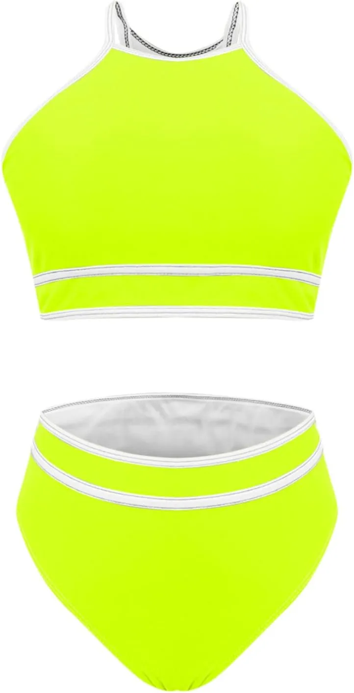 jsaierl Women's Bikini Sets Trendy Color Block Two Piece Bathing Suits High Waisted Tummy Control Swimsuits 2025 Beachwear