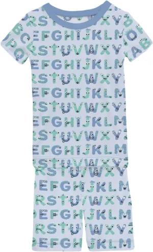 KicKee Print Short Sleeve Tee Pajama Set with Shorts, Tee with Matching Shorts, Babies and Kid PJ Set, Spring 3