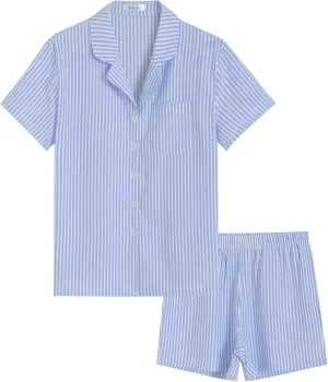 Latuza Women's Seersucker Cotton Summer Pajama Set Button Down Pj Set
