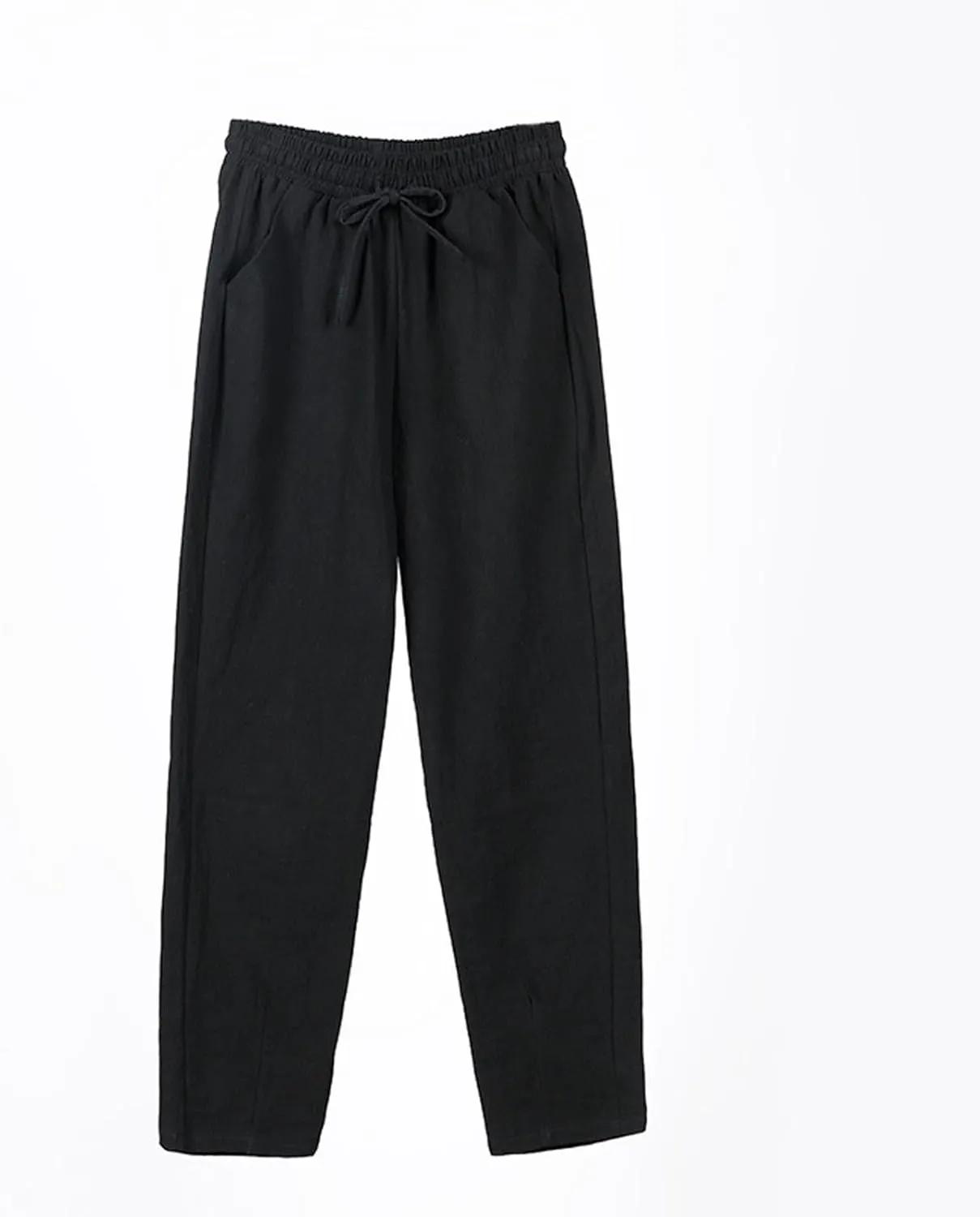 Linen Pants Women Casual Wide Leg Elastic Drawstring Pants Women Comfy Lounge Summer Beach Trousers with Pockets