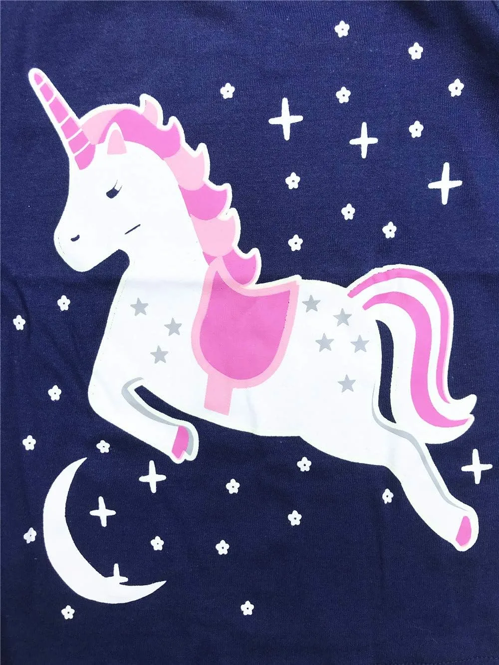 LitBud Toddler Girls Pajamas Unicorn,Sleepwears 2pc Pjs Sets for Kids 2-10 Years