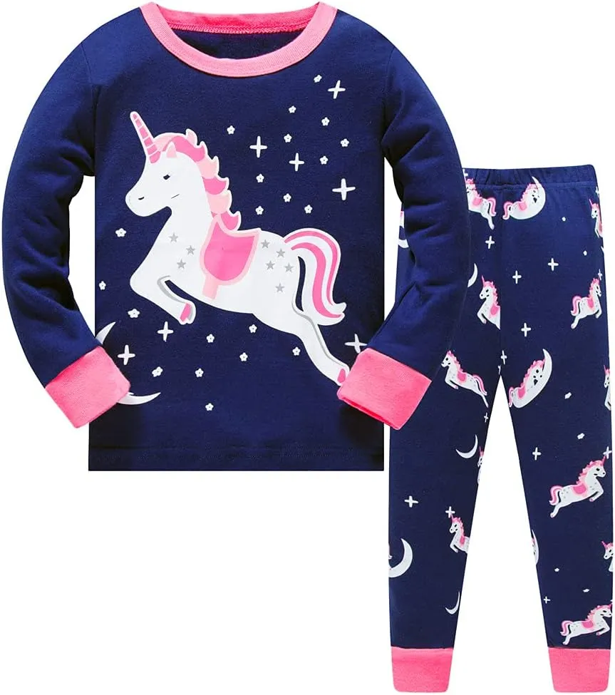 LitBud Toddler Girls Pajamas Unicorn,Sleepwears 2pc Pjs Sets for Kids 2-10 Years