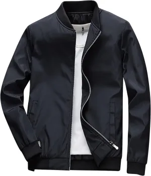 Loose Baseball Jackets for Men Big and Tall Bomber Jacket Business Casual Jackets with Pockets Lightweight Windbreaker