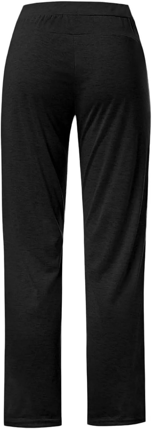 LRMQS Sweatpants Women Drawstring Elastic Waist Loose Fit Crop Straight Pants Running Workout Casual Trousers