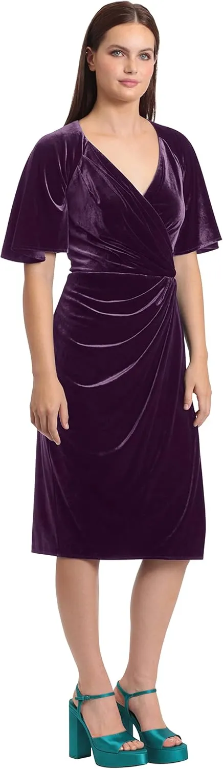 Maggy London Women's Surplus Bodice Wrap Look Velvet Dress Even Occasion Cocktail Guest of