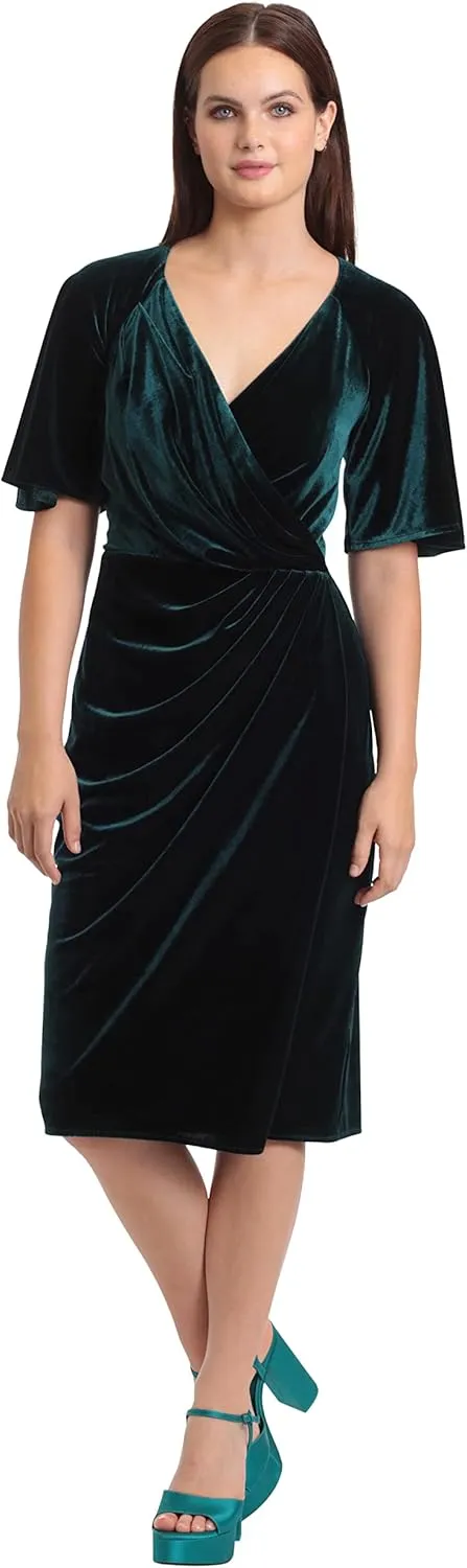 Maggy London Women's Surplus Bodice Wrap Look Velvet Dress Even Occasion Cocktail Guest of