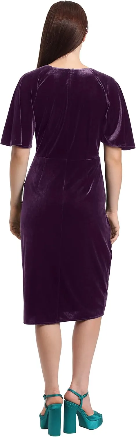 Maggy London Women's Surplus Bodice Wrap Look Velvet Dress Even Occasion Cocktail Guest of