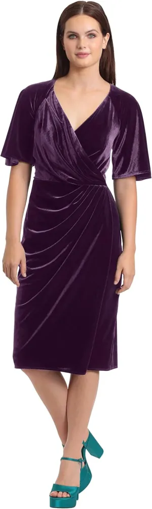 Maggy London Women's Surplus Bodice Wrap Look Velvet Dress Even Occasion Cocktail Guest of