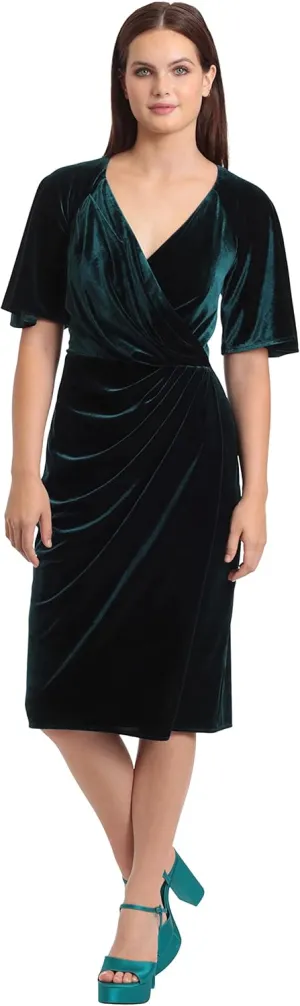 Maggy London Women's Surplus Bodice Wrap Look Velvet Dress Even Occasion Cocktail Guest of