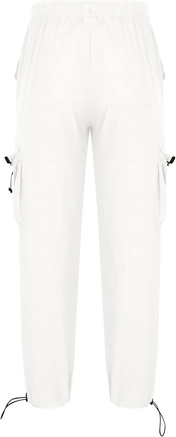 Men Cotton Linen Cargo Pants Comfy Lightweight Trousers Drawstring Elastic Waist Pant Summer Outing Workout Clothes