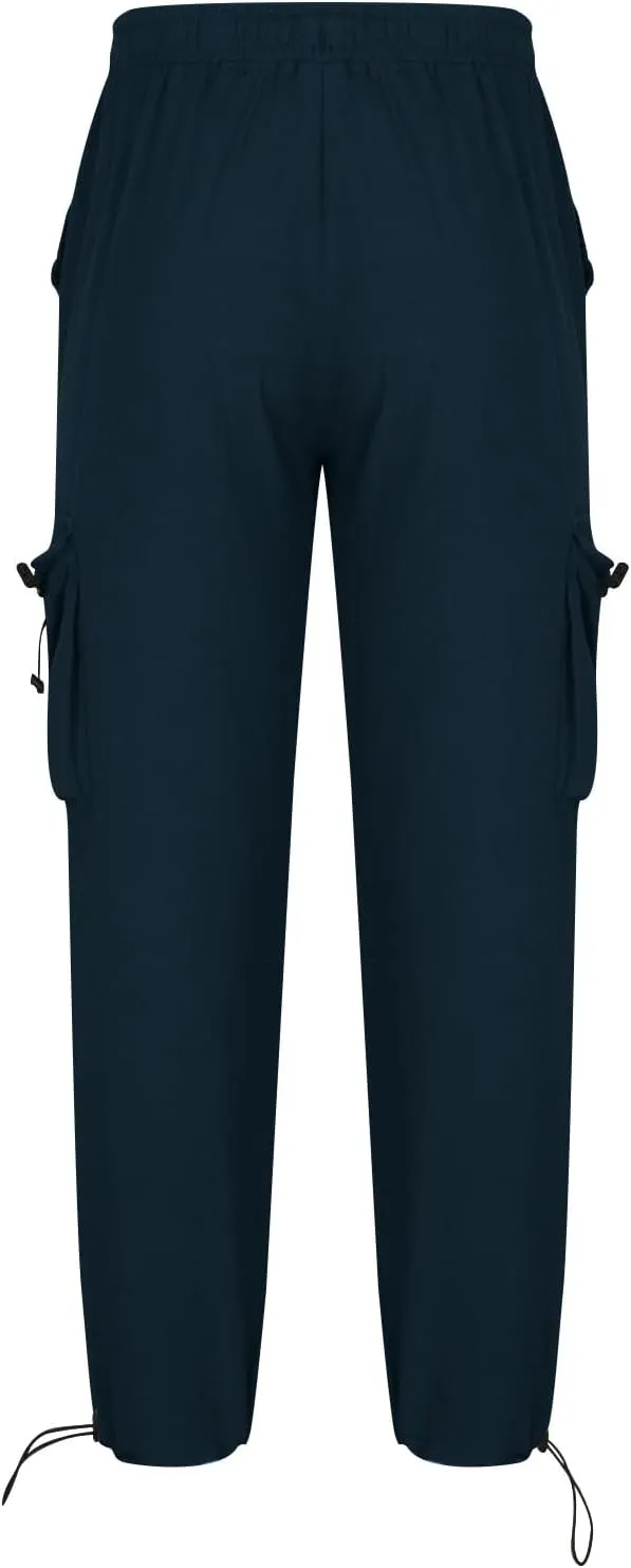 Men Cotton Linen Cargo Pants Comfy Lightweight Trousers Drawstring Elastic Waist Pant Summer Outing Workout Clothes