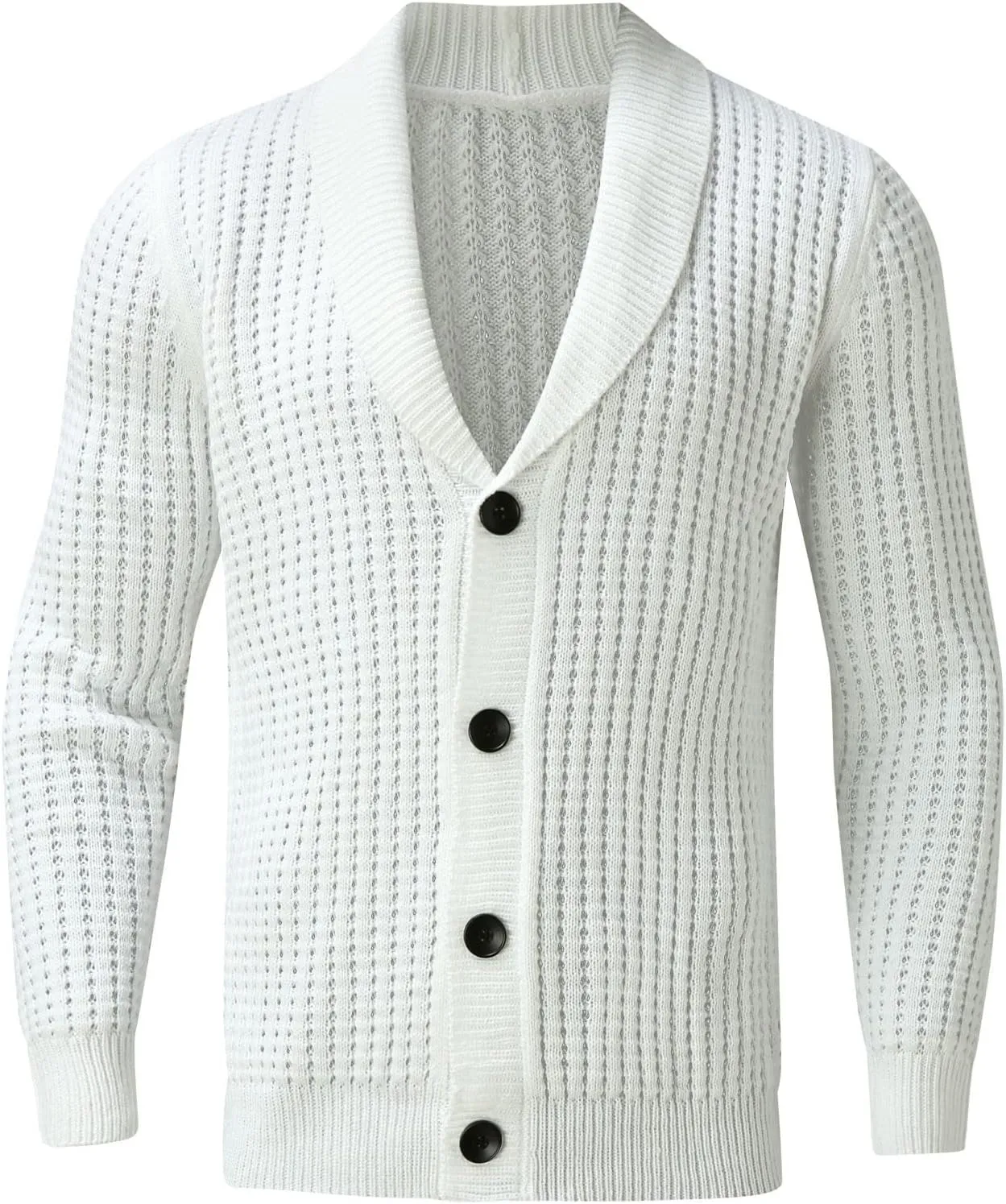 Men Shawl Collar Cardigan Sweater Button Down Cable Knitted Sweater Long Sleeve Jumper Slim Fit Knitwear Casual Jacket