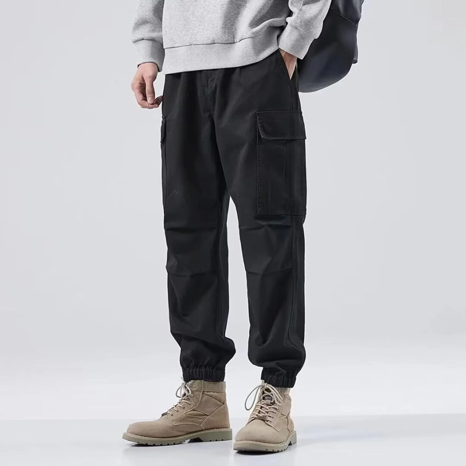Men's Cargo Pants Multi-Pocket Zippered Slim Trousers Men Linen Trousers Men Cargo Pants Trousers Pockets Trousers