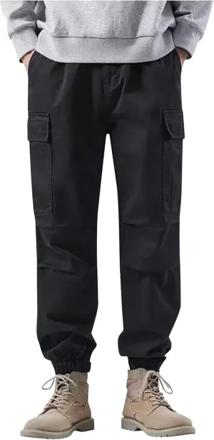 Men's Cargo Pants Multi-Pocket Zippered Slim Trousers Men Linen Trousers Men Cargo Pants Trousers Pockets Trousers