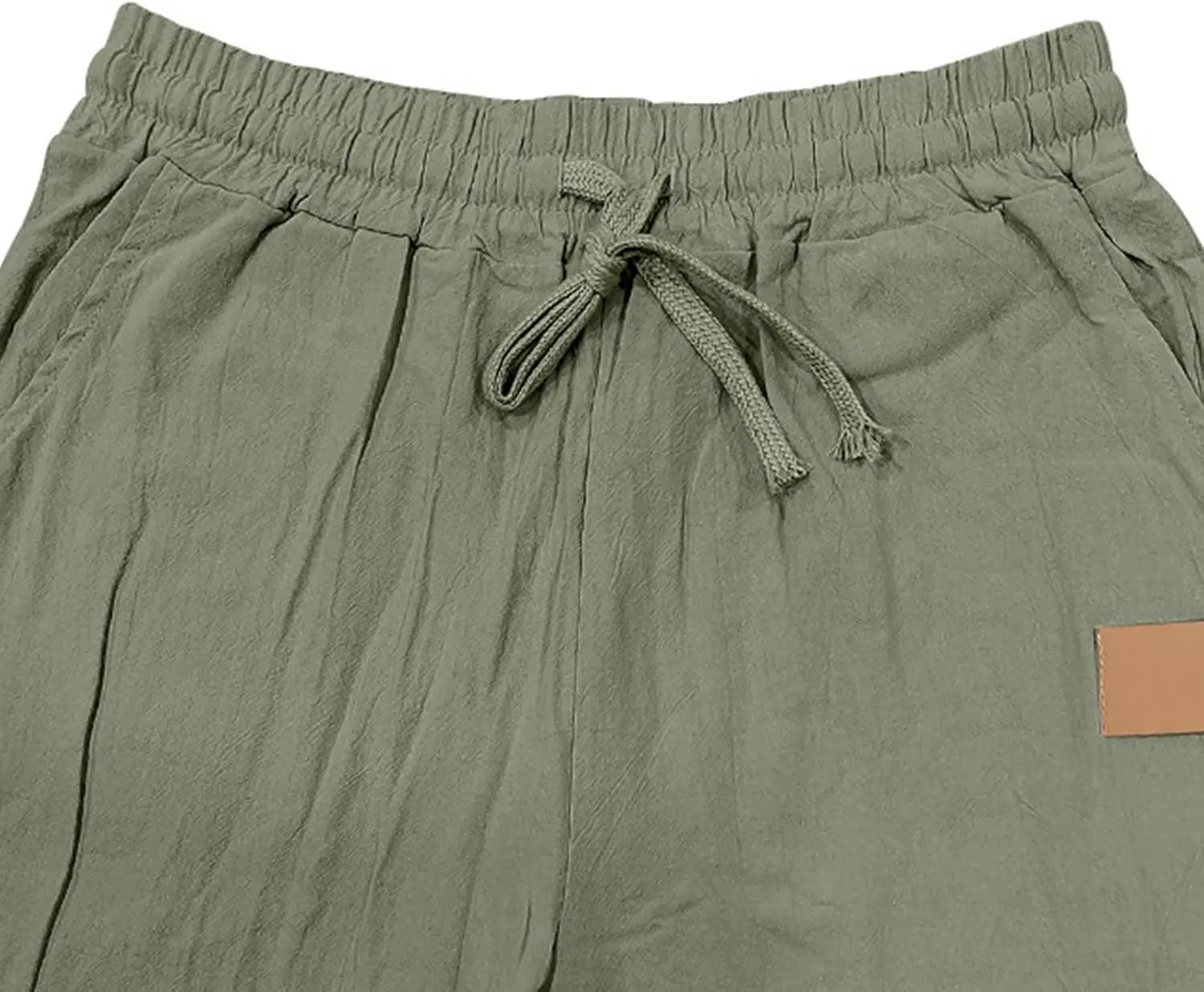 Mens Casual Cotton Linen Pants Regular Fit Elastic Waist Trousers Lightweight Pleated Wide Leg Linen Pant Drawstring