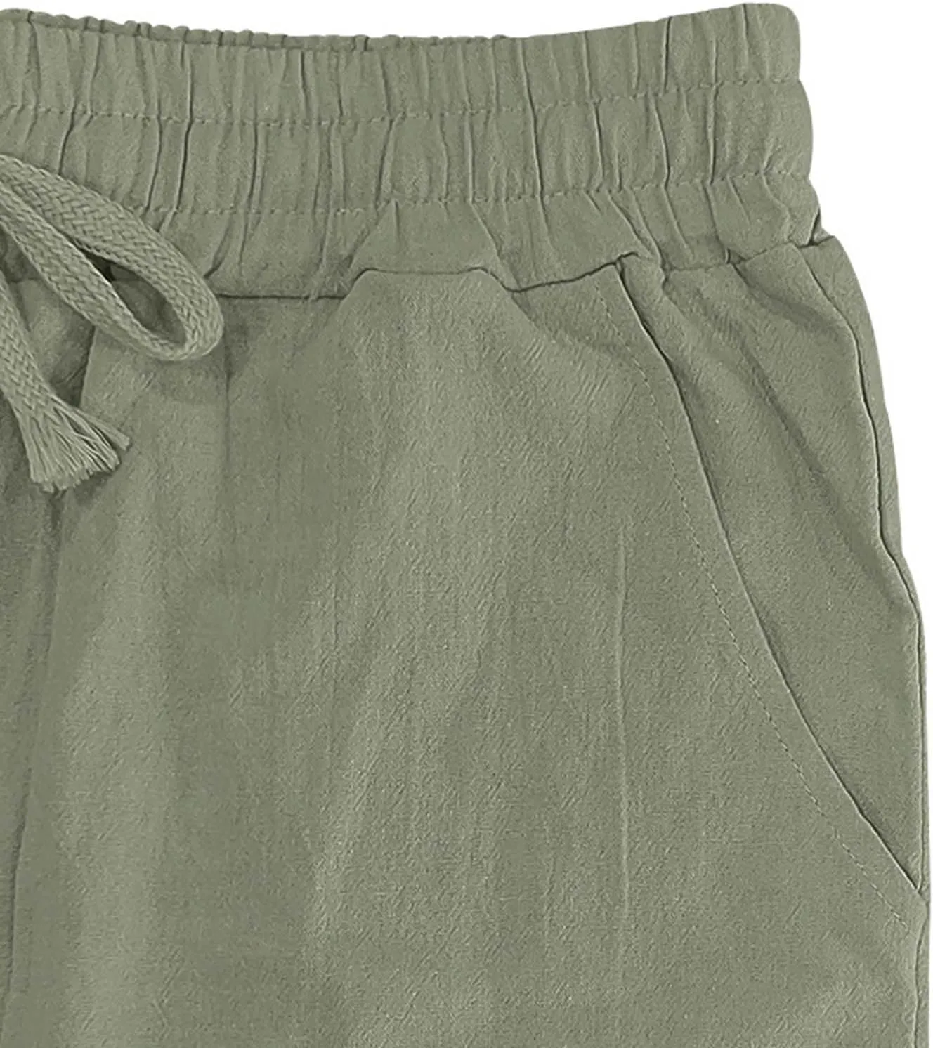 Mens Casual Cotton Linen Pants Regular Fit Elastic Waist Trousers Lightweight Pleated Wide Leg Linen Pant Drawstring