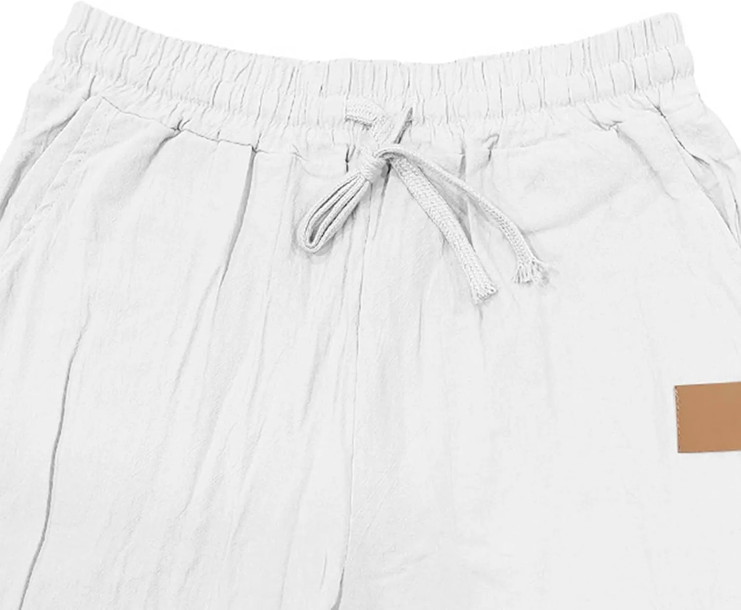 Mens Casual Cotton Linen Pants Regular Fit Elastic Waist Trousers Lightweight Pleated Wide Leg Linen Pant Drawstring