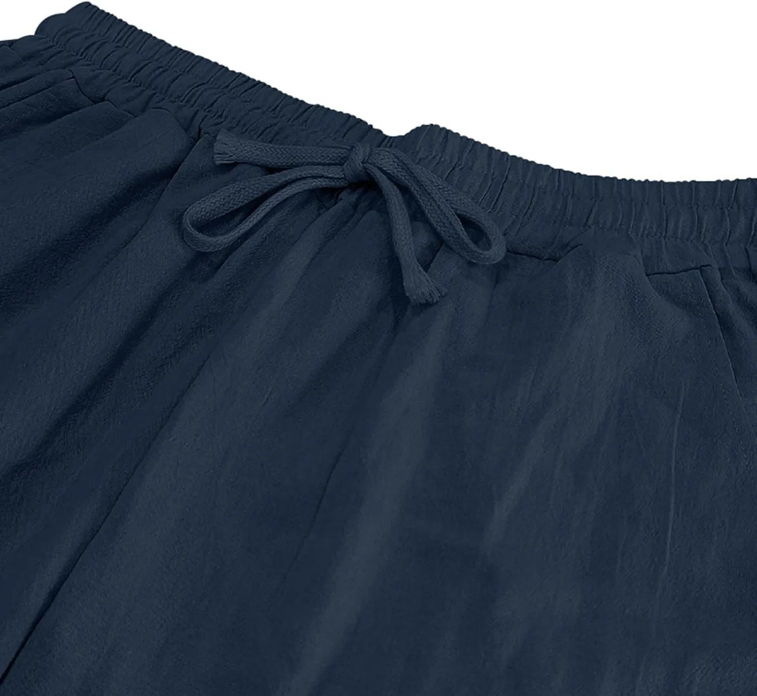 Mens Casual Cotton Linen Pants Regular Fit Elastic Waist Trousers Lightweight Pleated Wide Leg Linen Pant Drawstring