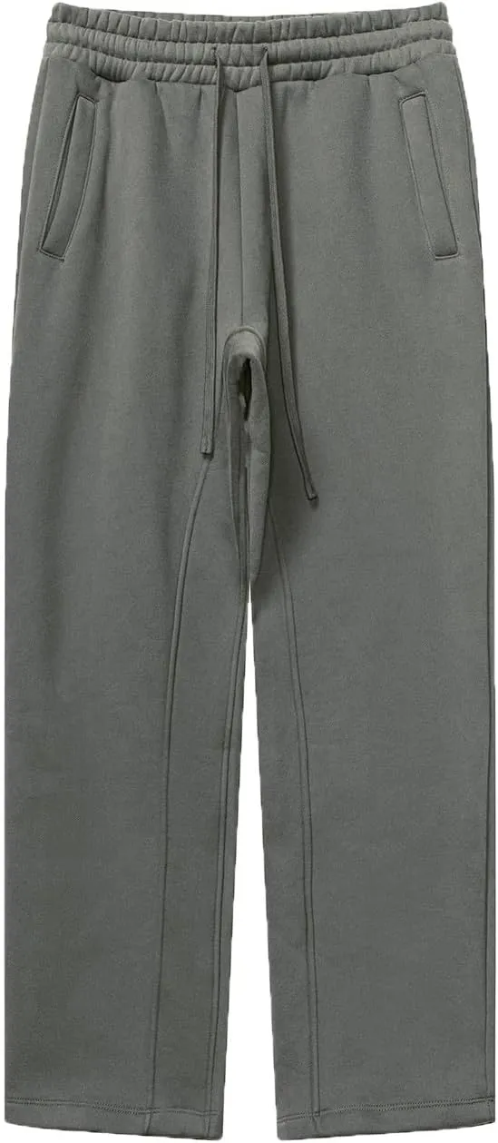 Men's Casual Wide Leg Track Pants Elastic Waist Drawstring Jogger Pants Fashion Loose Long Trousers with Pockets