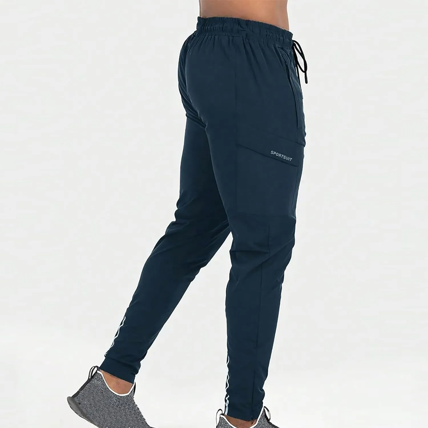 Mens Chino Trousers Jogger Sweatpant Plain Casual Wear Elastic Waist Drawstring Outdoor Work Pants Rugby Trousers