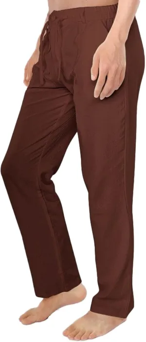 Mens Cotton Linen Pants Casual Elastic Waist Drawstring Lightweight Beach Holiday Travel Trousers with Pockets