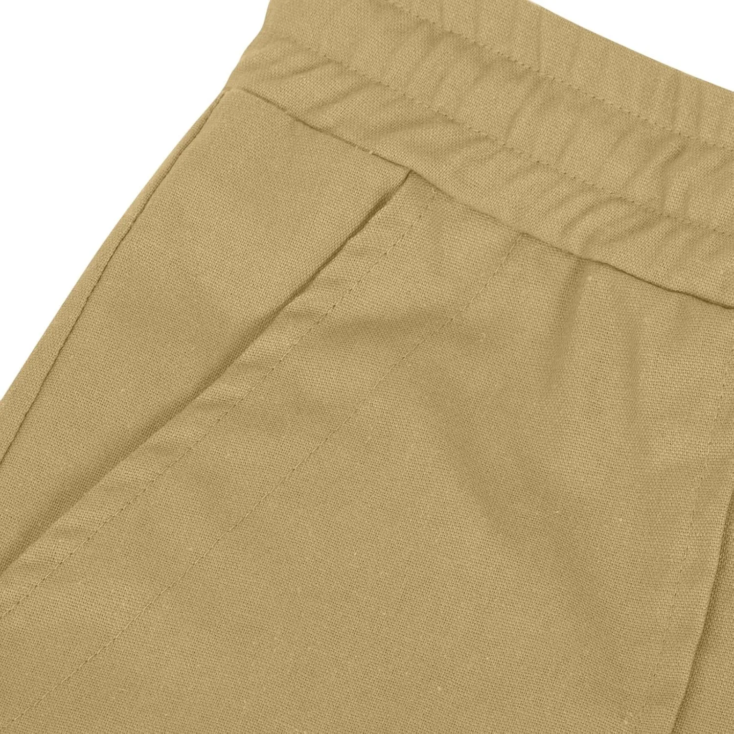 Men's Cotton Linen Pants Casual Work Pant Spring Business Elastic Drawstring Waist Trousers 2025 Solid Comfy Outfits