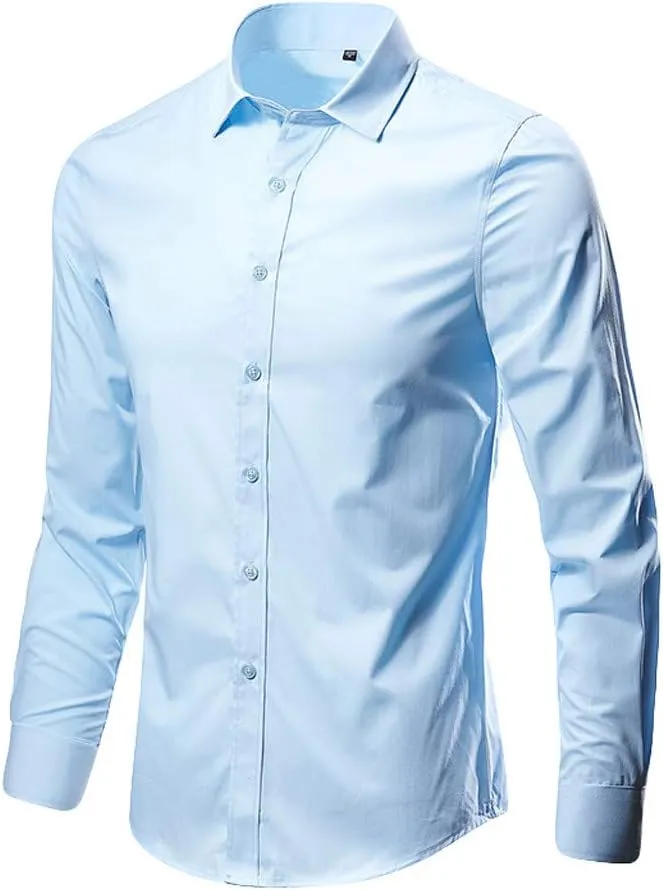 Mens Dress Shirts Long Sleeve Performance Quick Dry Stretch Untucked Casual Button Down Shirt Business Work Shirts